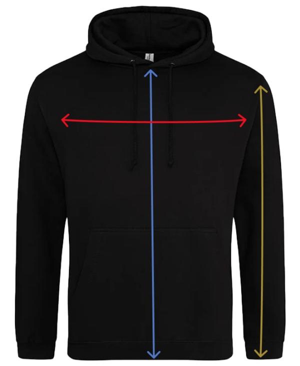 College Hoodies - Adult Size Guide