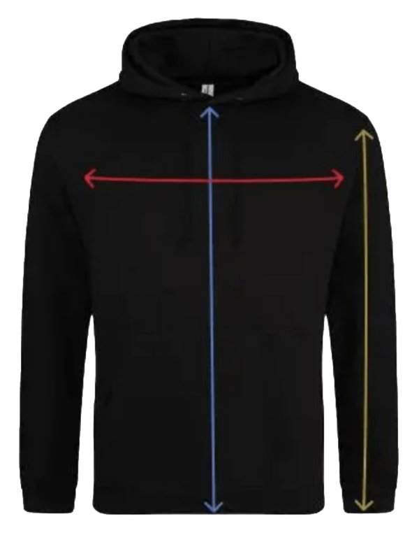 Organic College Hoodie (Adult Size) Size Guide